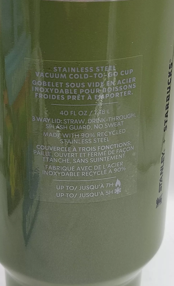 STARBUCKS x STANLEY Olive Green 40OZ Vacuum Seal Cup Fall 2024