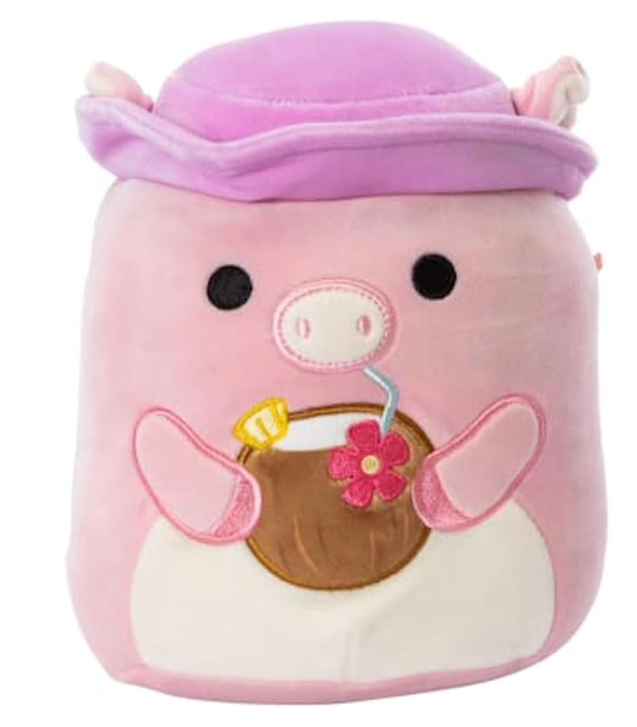 Squishmallows 7.5"" Peter The Pig with Hat, Medium, Pink