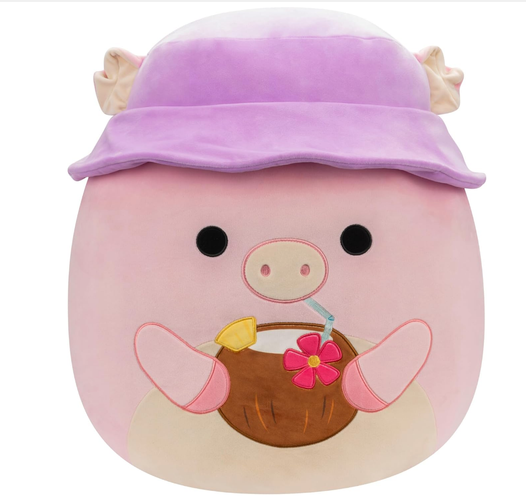 Squishmallows 7.5"" Peter The Pig with Hat, Medium, Pink