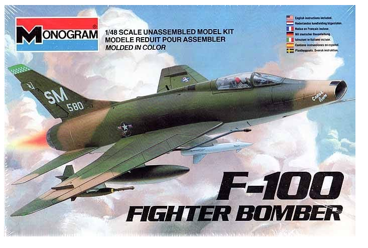 Monogram F-100 Fighter Bomber Model Airplane Kit Boxed 1/48 New # 5424