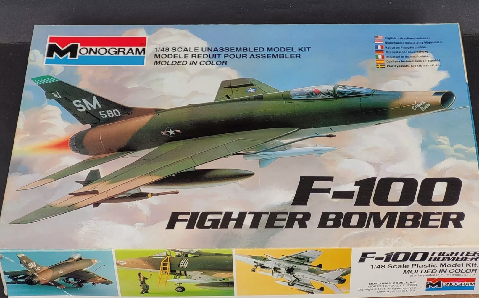 Monogram F-100 Fighter Bomber Model Airplane Kit Boxed 1/48 New # 5424