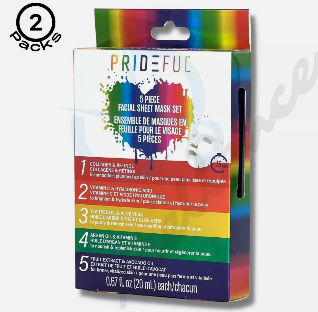 2 Pack Prideful 5 Piece Facial Sheet Mask Set