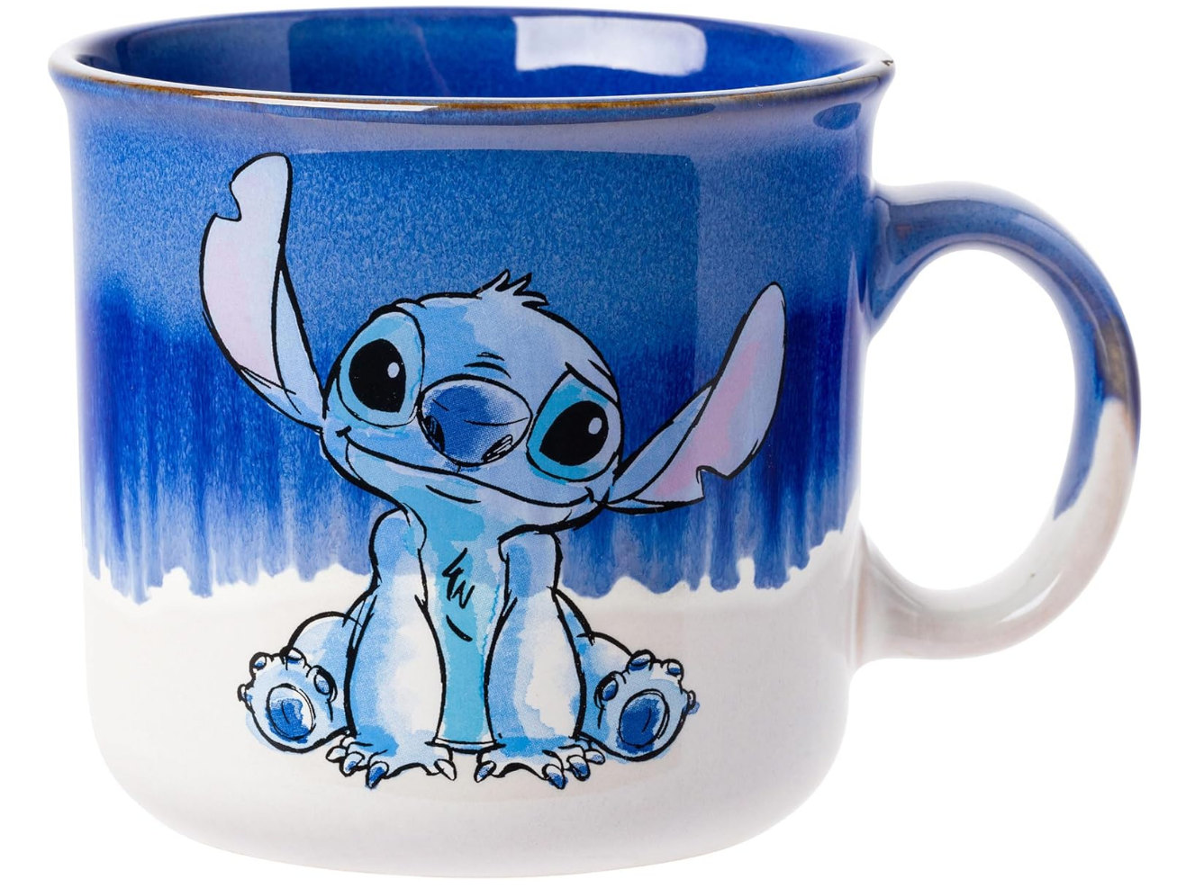 Silver Buffalo Disney Lilo and Stitch Ohana Means Family Reactive Glaze Ceramic Camper Mug, 20 Ounces