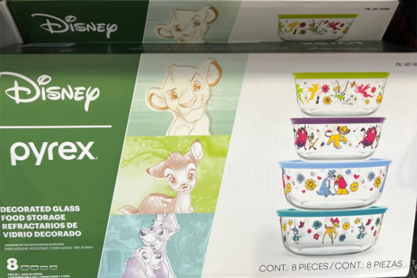 Disney Pyrex 8pc Decorated Glass Food Storage Set