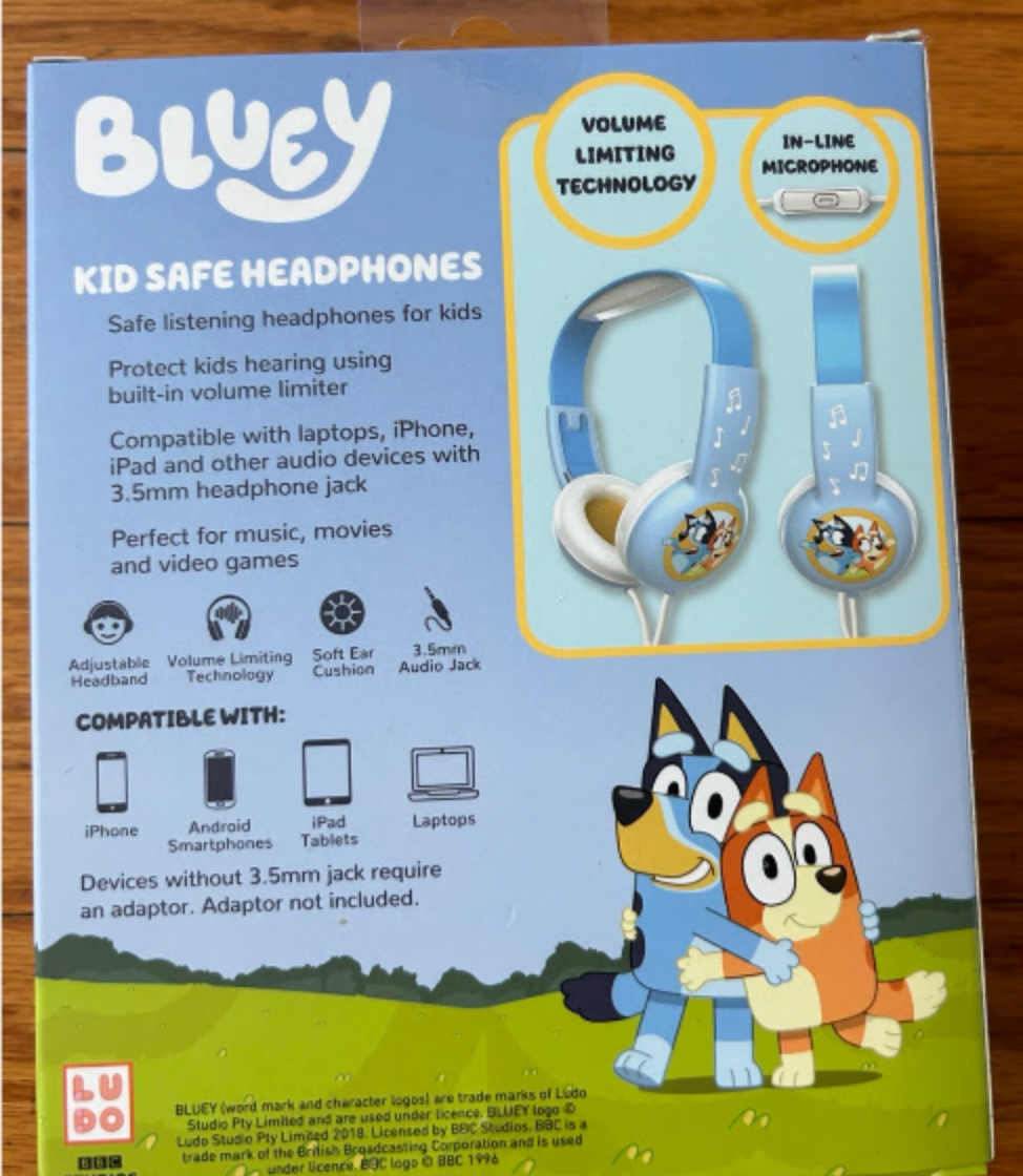 wireless headphones Bluey Kid Safe Headphones with/Inline Microphone