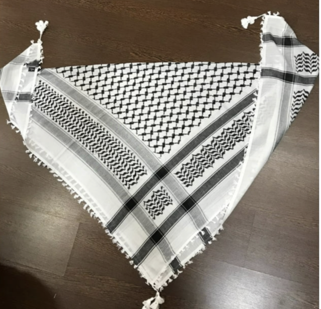 Abu Keffiyeih Cotton Woven Original Palestine keffiyeih with Tassel 54 x 45 inch