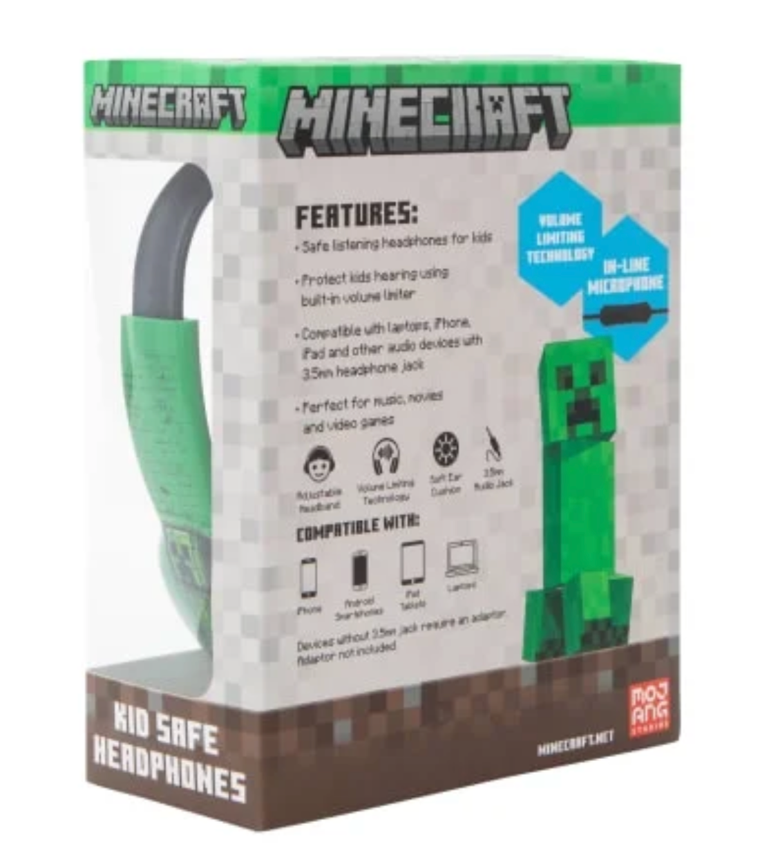 Minecraft Kid-Safe Wired Headphones With Microphone