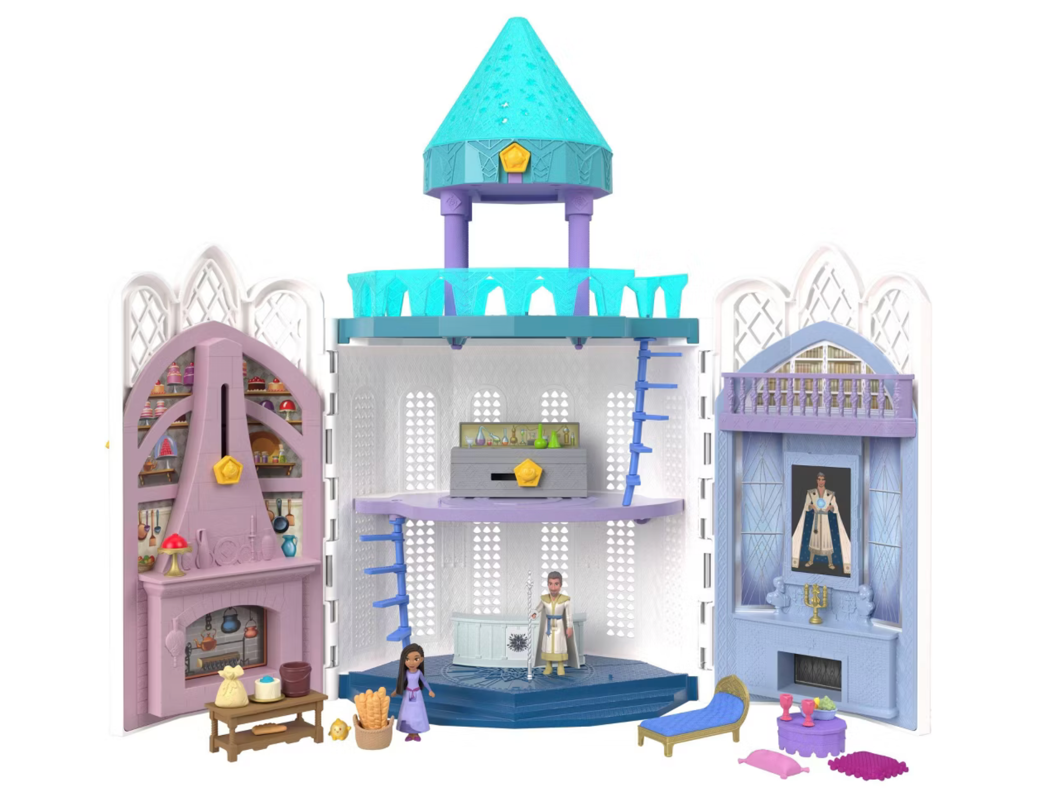 Disney Wish Rosas Castle Playset, Dollhouse with 2 Posable Mini Dolls, Star Figure & 20 Accessories