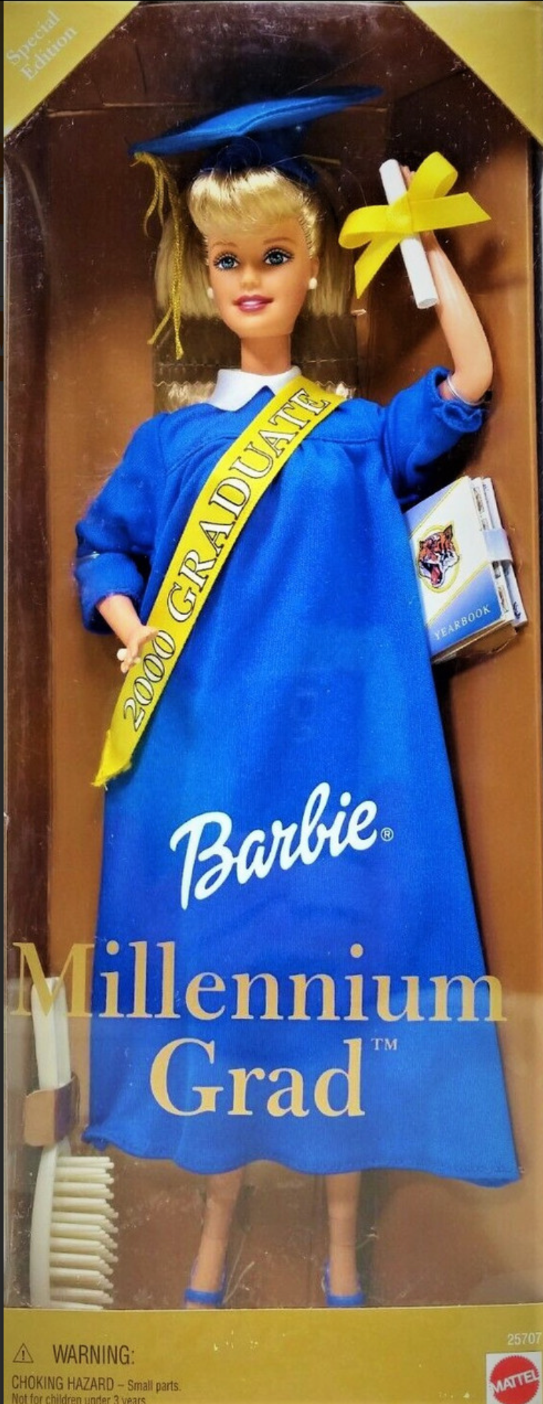 Millennium Grad Barbie Doll Blue Gown Blonde Hair 2000 Mattel 25707