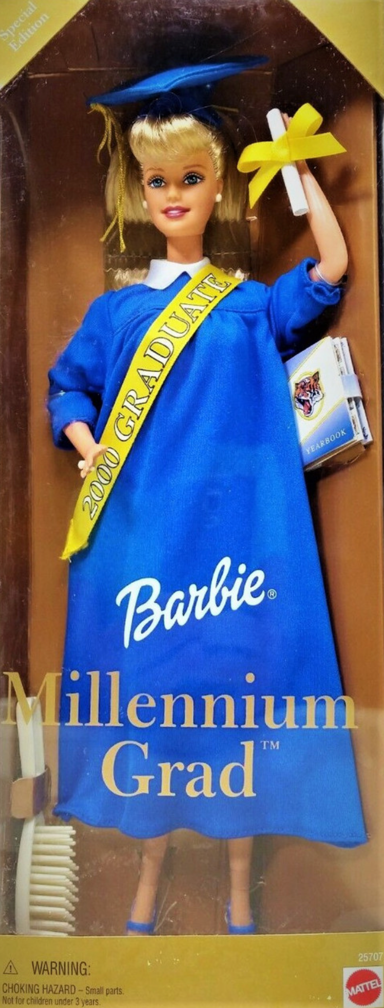 Millennium Grad Barbie Doll Blue Gown Blonde Hair 2000 Mattel 25707