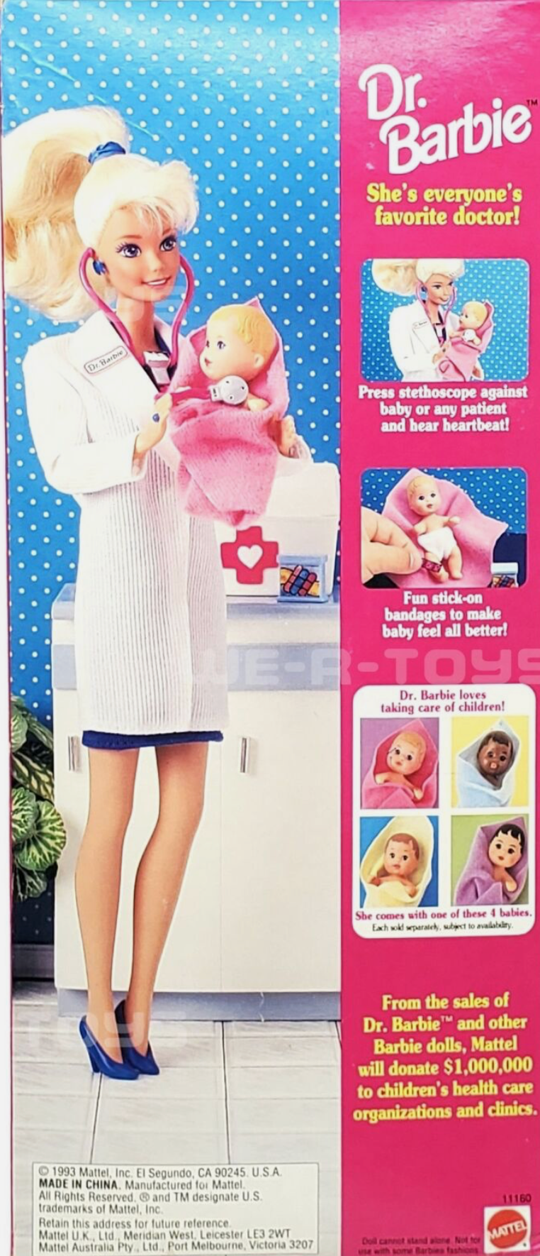 Dr. Barbie Doll #11160 New Never Removed from Box 1993 Mattel, Inc.