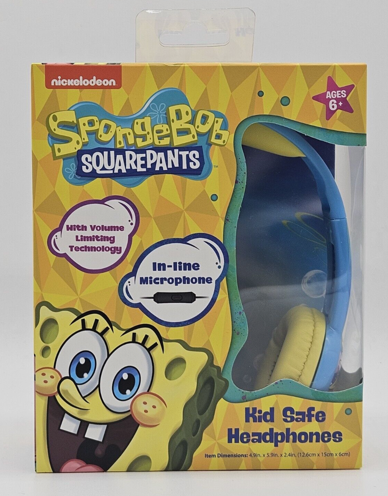 Sponge Bob Square Pants Safe Headphones Volume Limiting Age 6+ Volume Limiting