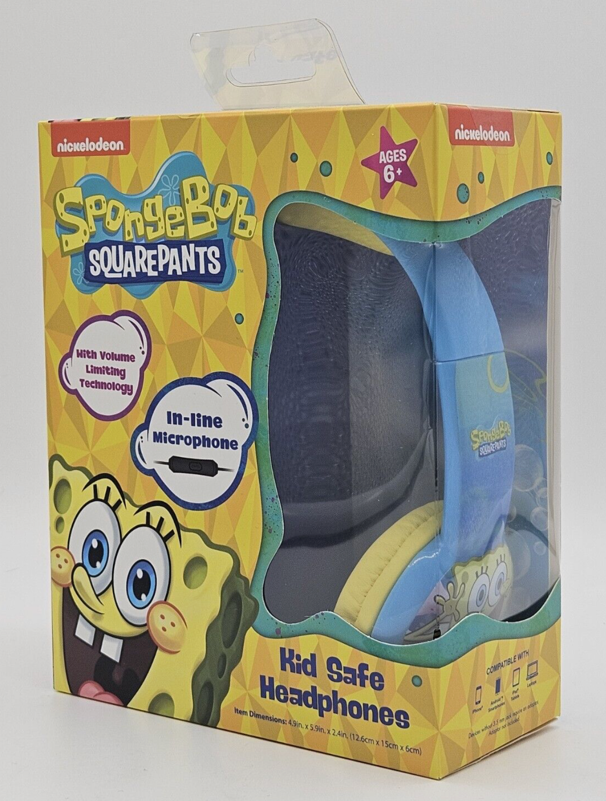 Sponge Bob Square Pants Safe Headphones Volume Limiting Age 6+ Volume Limiting