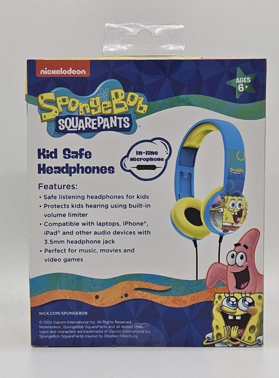 Sponge Bob Square Pants Safe Headphones Volume Limiting Age 6+ Volume Limiting