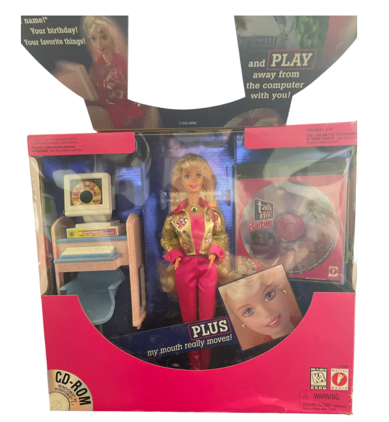 Vintage 1997 Talk With me Barbie Doll , Mattel ,CD rom, 17350 , New and Rare