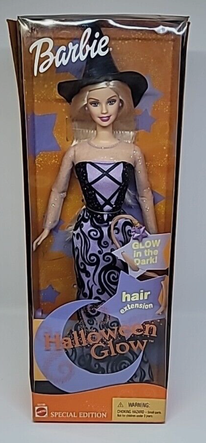 Vintage Halloween Barbie Glow in the Dark Hair Extension Special Edition 2002 #55196