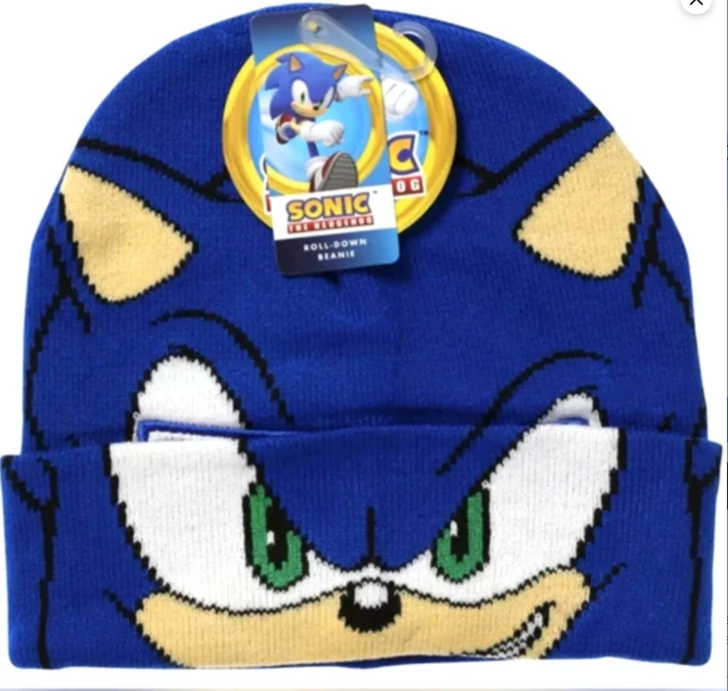 Sonic The Hedgehog Roll Down Beanie Hat Mask Blue One Size