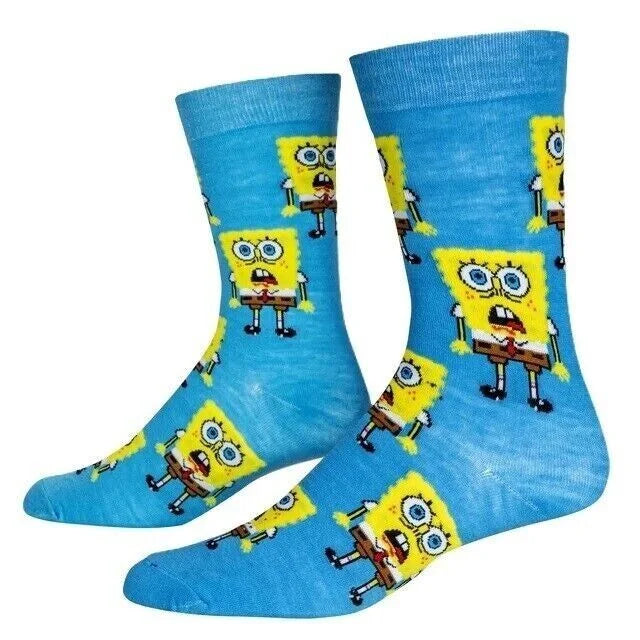 Sponge Bob Square Pants Novelty Socks Blue - Size Men's 6-12 - One Pair