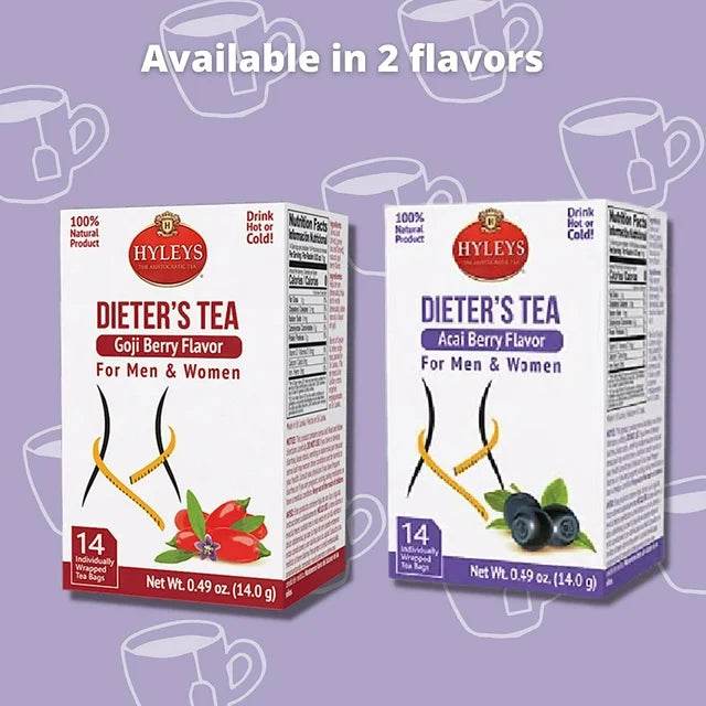 Hyleys Weight Loss Tea - Green Tea with Senna Leaf - Acai Berry Flavor - 14 Tea Bags - Dieter's Slimming Collection