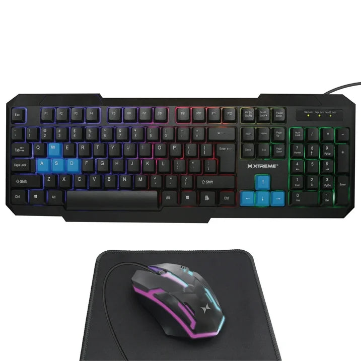 Xtreme 4-Piece Gaming Kit, Includes LED Wired Headset, Mouse, Keyboard, Mouse Pad, Computer Bundle