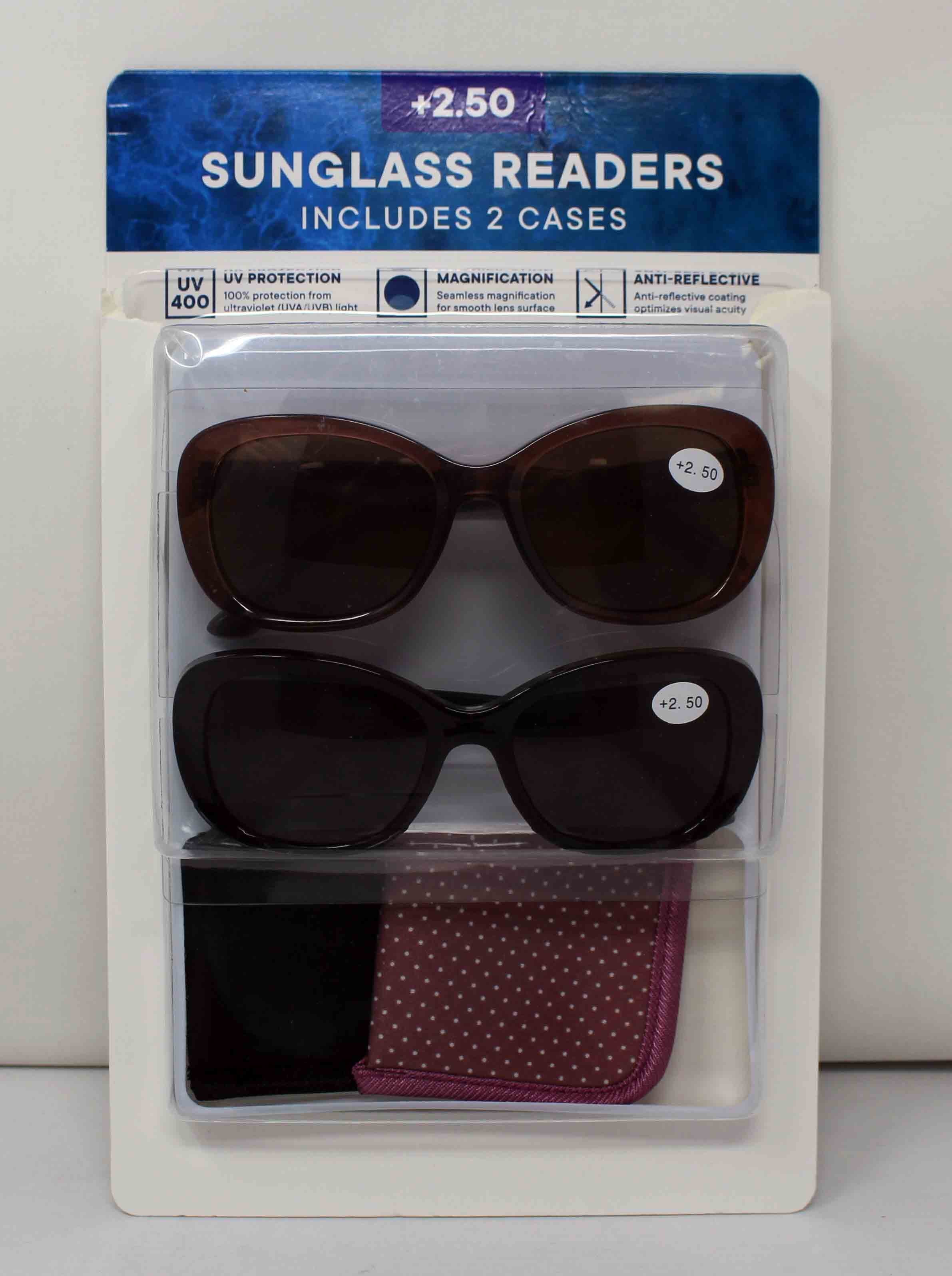 Sunglass Readers +2.50 Includes 2 Cases