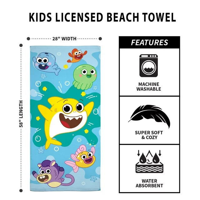 Baby Shark Beach Towel, Kids, 28 x 58