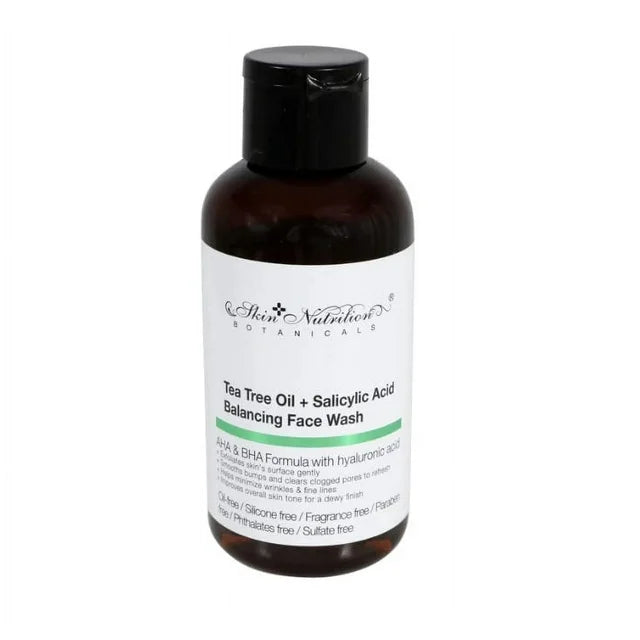 Skin Nutrition Botanicals - Tea Tree Oil + Salicylic Acid Balancing Face Wash 4oz (118ml), 4 Ounce (Pack of 1)