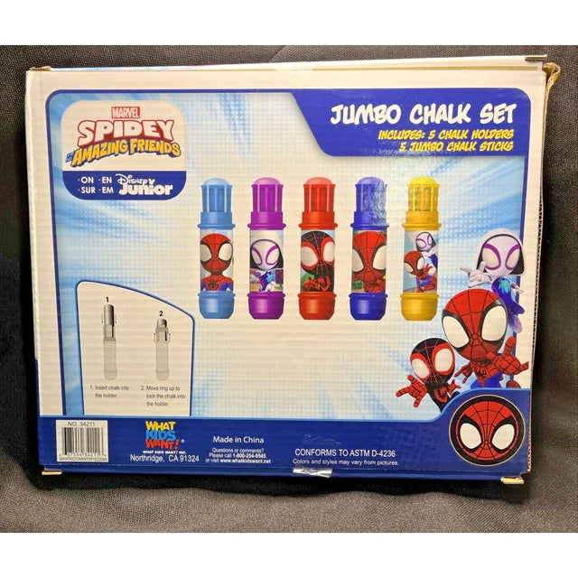 Marvel Spidey and Amazing Friends 5 Pack Jumbo Chalk Set Disney Junior