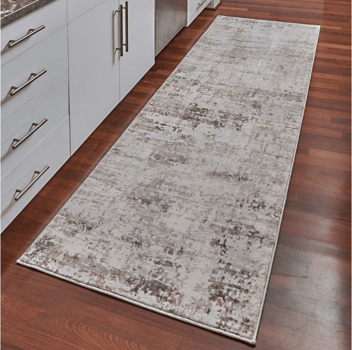 Gertmenian Quattro Alder Beige Polypropylene Modern Abstract Area Rug Runner - 2'2" x 6''