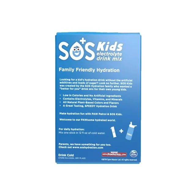 SOS Kids X Paw Patrol Electrolyte Drink Mix, Strawberry, 10 Ct