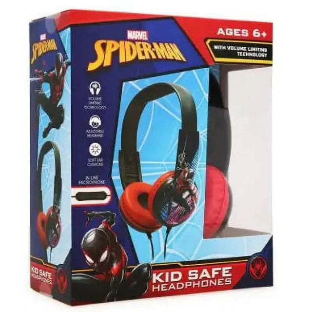 Spider Man Kid Safe Headphones with Volume Limiting Technology