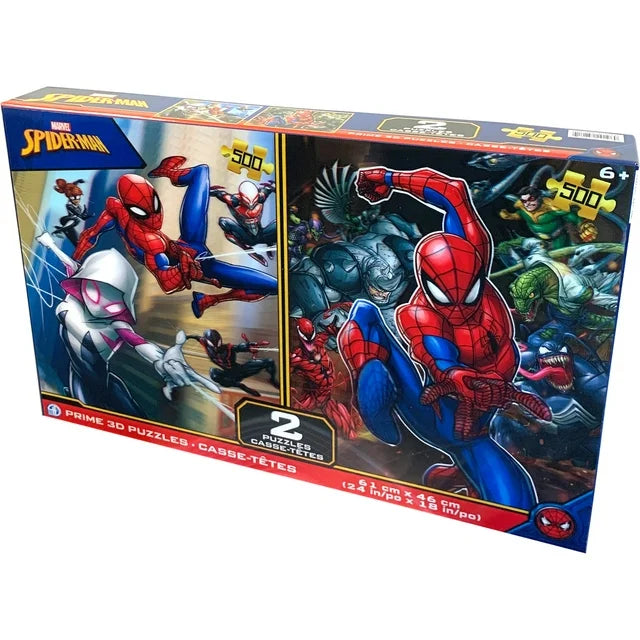 Marvel Spider-Man Prime 3D TWIN PACK Lenticular Puzzles of 500pcs Each