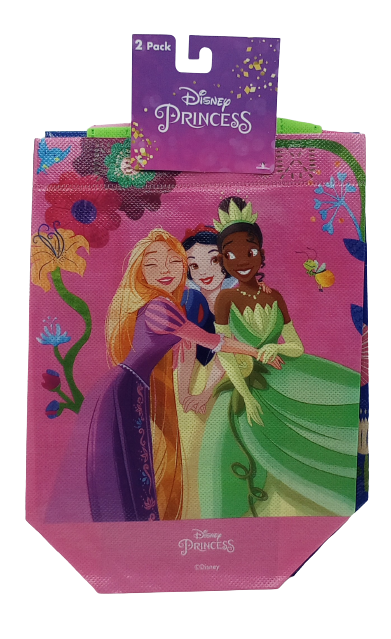 Disney Princess 2 Pack Mini Reusable Tote Bags w/ Handles Pink/Blue