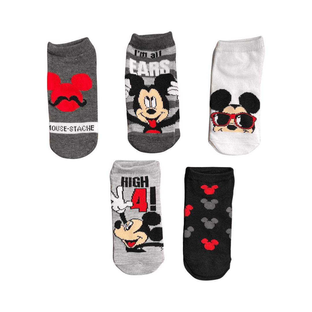 Disney Micky Mouse 5pk No-Show Socks shoe size 7 1/2 - 3 1/2