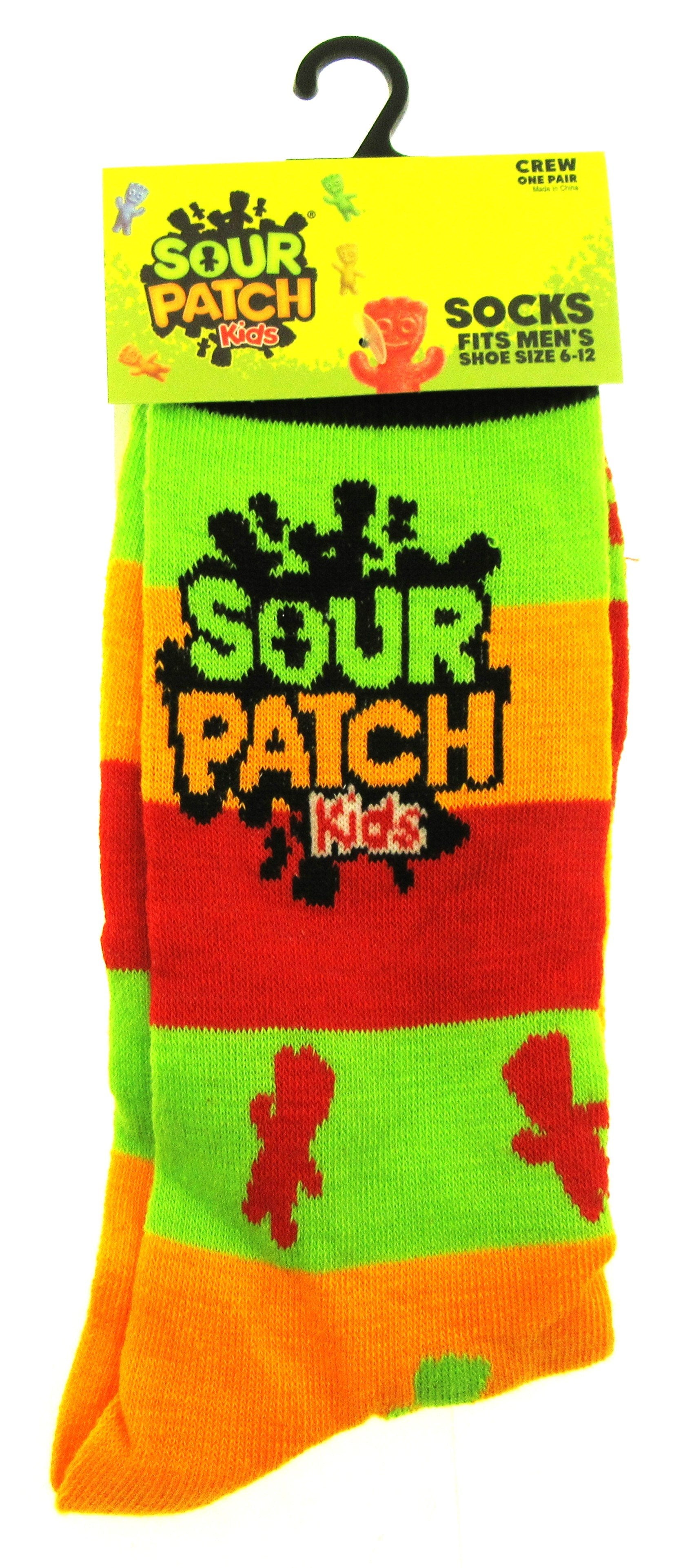 One Pair of Sour Patch Kids Crew Socks for Men Shoe Sizes 6 - 12