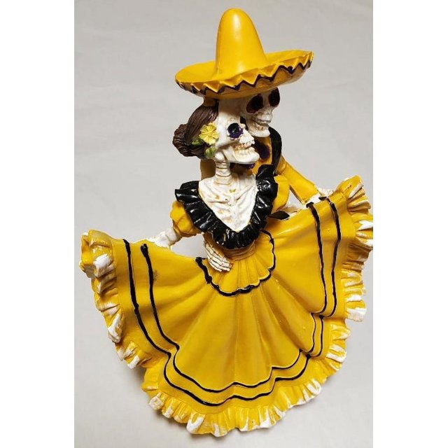 Hola Halloween tabletop decor Yellow Skelton Dancing Couple