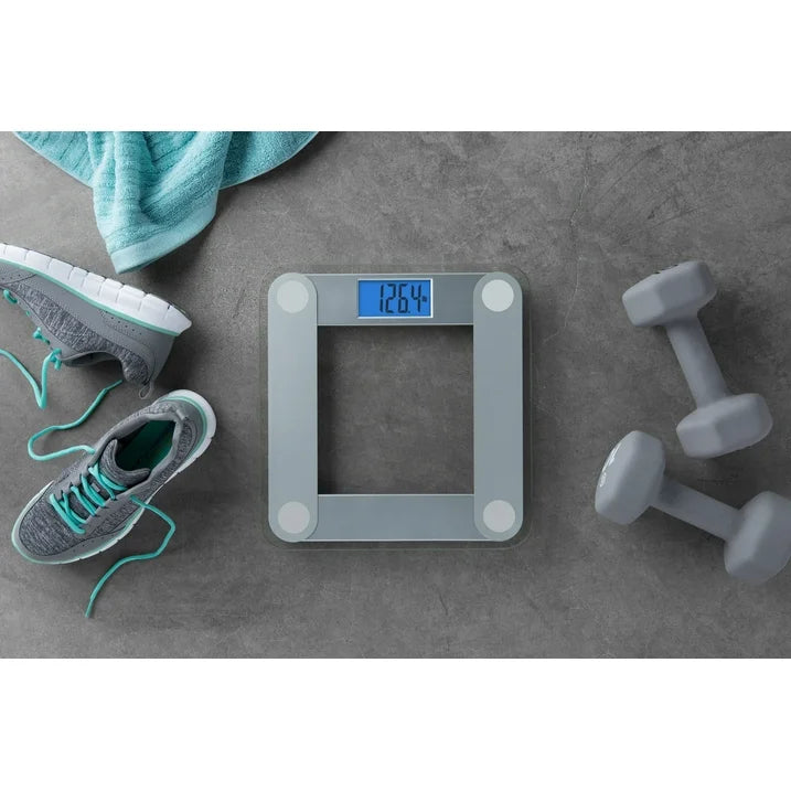 EatSmart Digital 400Lb Capacity Glass Bathroom Scale with Silver Accents