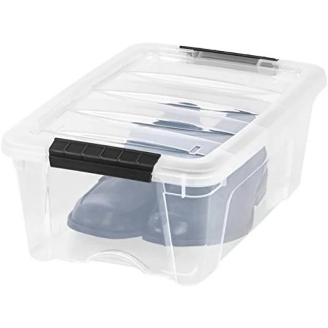 Iris Buckle Up Storage Box, 12.9 Quart, Clear, 4 Count