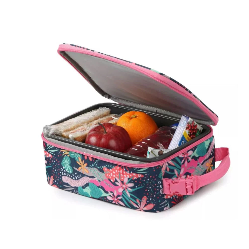 Thermal Insulated Zippered Lunch Bag Box Hardbody - Hawaiian Tropical Floral