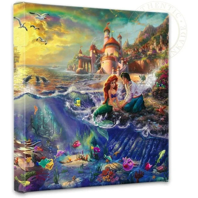 Disney The Little Mermaid Gallery Wrapped Canvas 14 X 14 by Thomas Kinkade