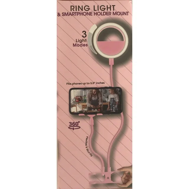 iHiP Ring Light & Smartphone Holder Mount Great For Live Streaming, Video Chad, or Selfies