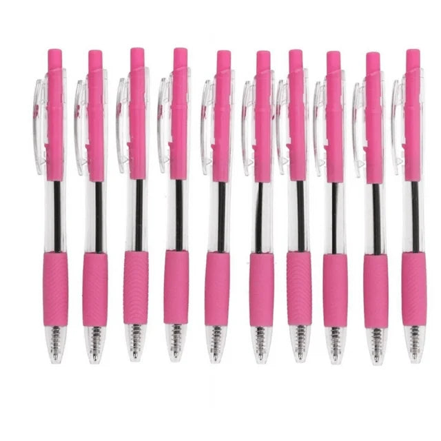 Breast Cancer Awareness Pink Ribbon Black Ball Point Pens 10-Pack and Pink Breast Cancer Gem Stickers 16 Count