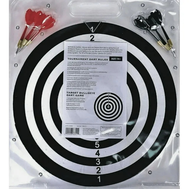 Dartboard Game 15 Inch Paper Dartboard 2 Sided With 2 Games Plus 6 Metal Tip Darts