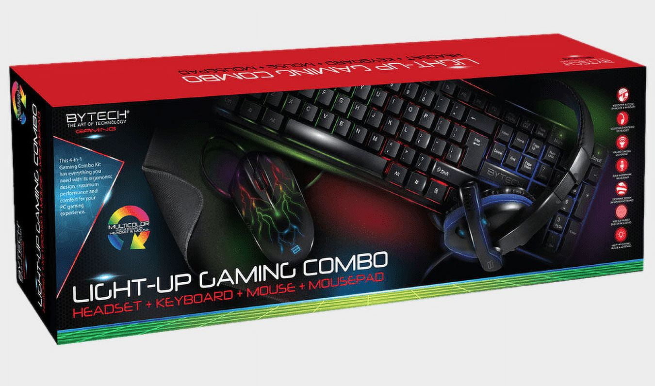 Bytech the art of Technology Light up Gaming Combo Headset + Keyboard + Mouse + Mousepad