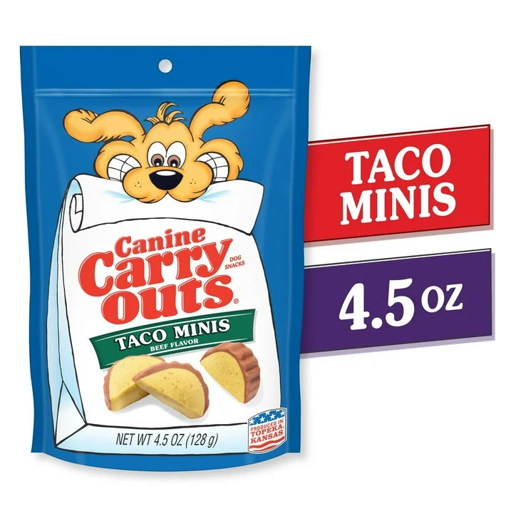 Canine Carry Outs Taco Minis Beef Flavor Dog Treats, 4.5oz