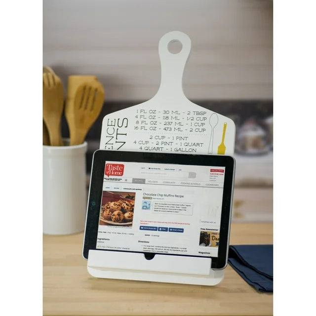 Boston Warehouse 93079 Tablet Holder and Cookbook Stand Cooking Measurements, 17x8.9, Black/White