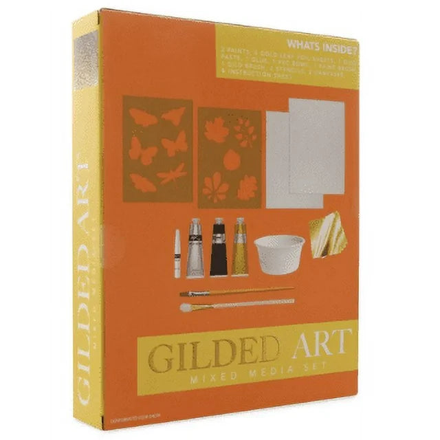 Gilded Art Mixed Media Kit With Canvas, Paint & Gold Leaf Foil