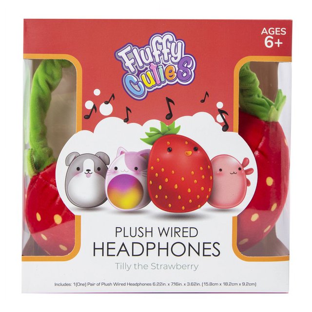 Fluffy Cuties Plush Wired Headphones Tilly the Strawberry