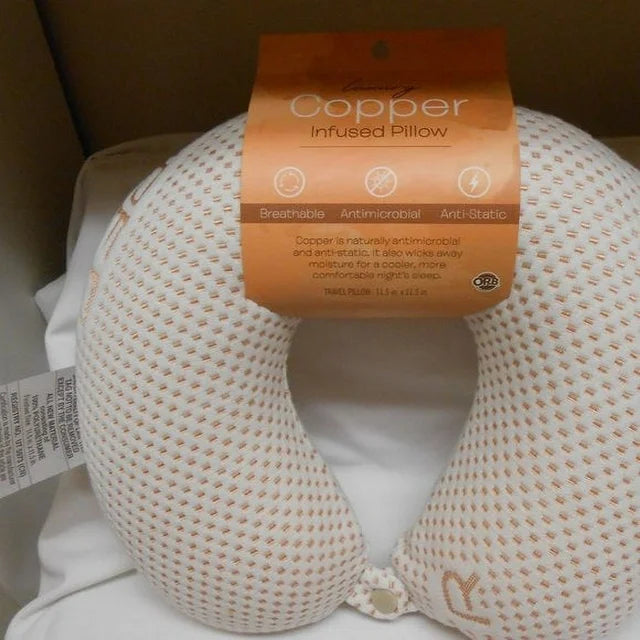 Luxury Copper infused travel neck pillow zipper