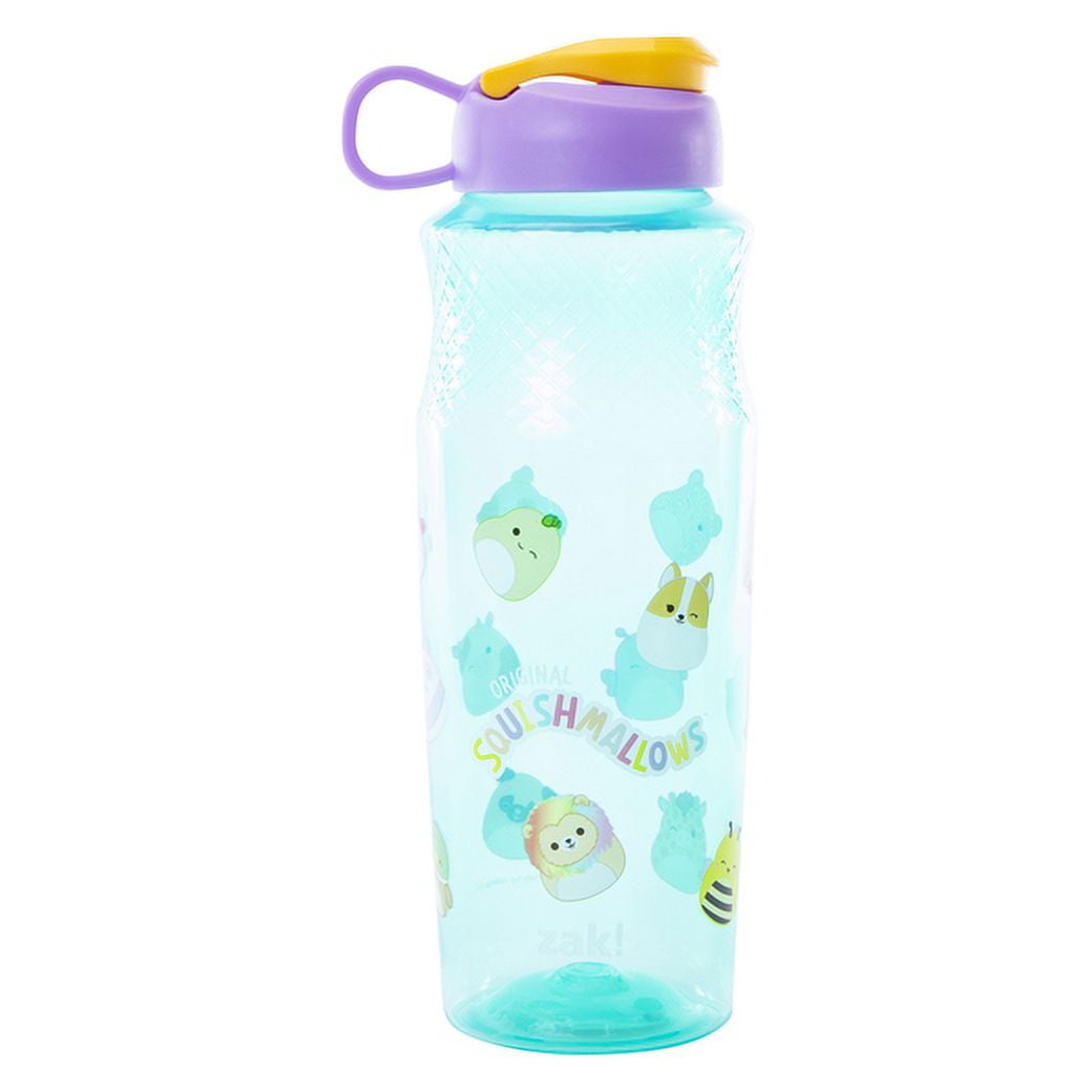 Squishmallows Flip-Top ZAK Water Bottle 30oz - Aqua W/Lavender Flip Top